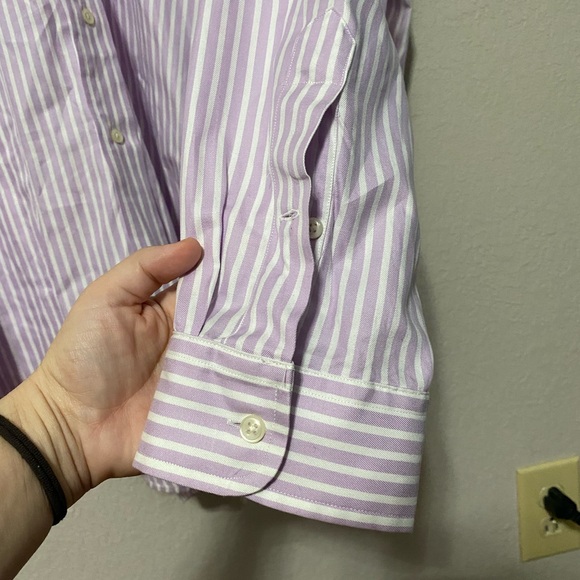 RALPH LAUREN purple and white striped long sleeve collared button down shirt XXL - Picture 5 of 6